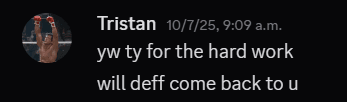 Comment from Tristan
